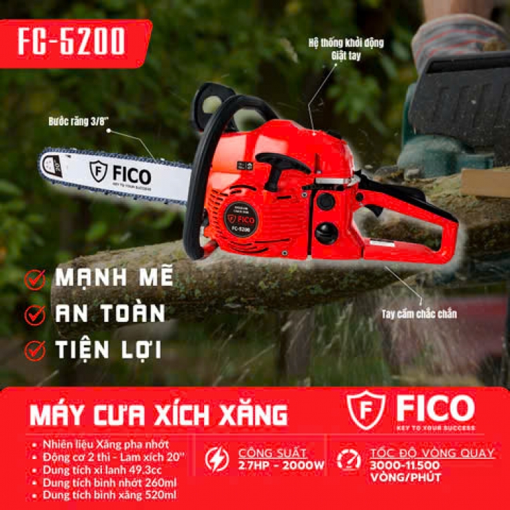 Máy cưa xích 20 inch dùng xăng FICO FC-5200