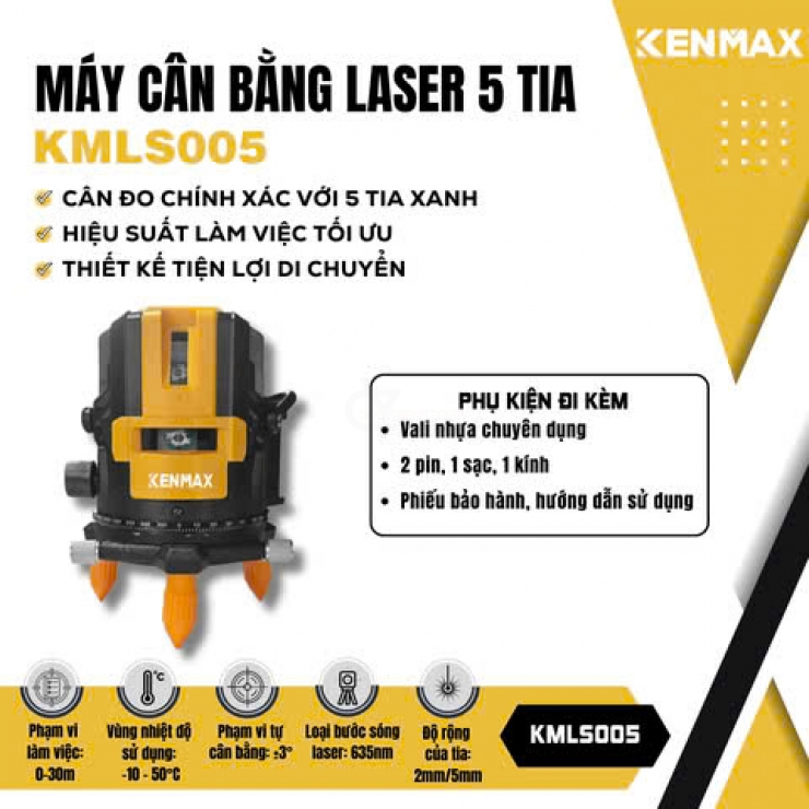 Máy cân bằng laser 5 tia xanh Kenmax KMLS005