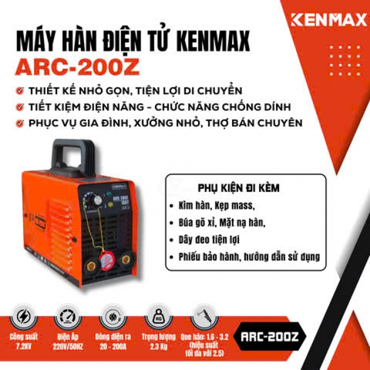 Máy hàn điện tử 200A Kenmax ARC-200Z
