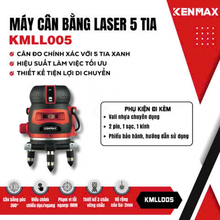 Máy cân bàng laser 5 tia xanh Kenmax KMLL005