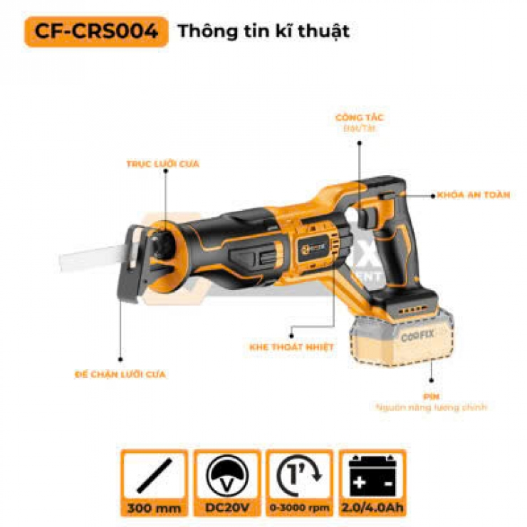 Máy cưa kiếm Pin 21V Coofix CF-CRS004 Brushless
