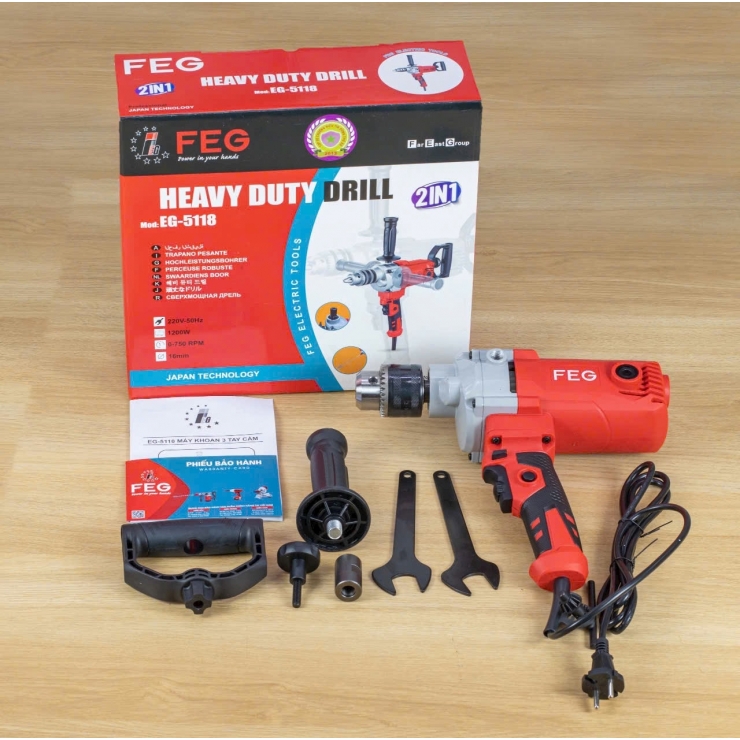 Khuấy sơn , Khoan 2 tay cầm FEG EG-5118 chỉnh tốc