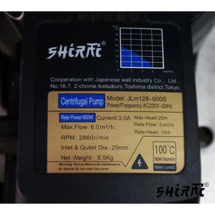 Bơm nước ly tâm đẩy cao 35M Shirai JLm 158-800S