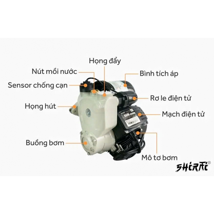 Máy bơm tăng áp điện tử 800W Shirai JLm 800A