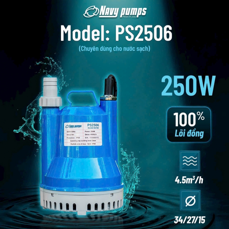 Máy bơm chìm nhựa mini Navy PS2506