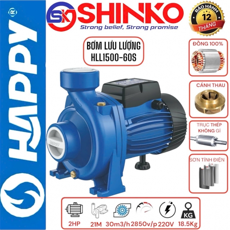 Máy bơm nước lưu lượng 1.5kW Happy HLL1500-60S