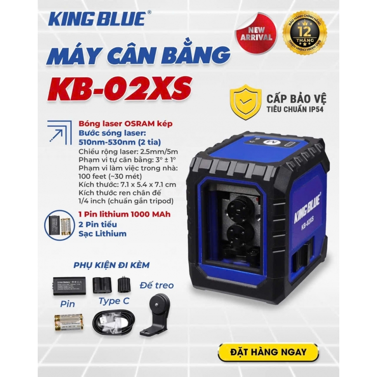 Máy cân bằng Laser 2 tia xanh Kingblue KB-02XS bóng kép
