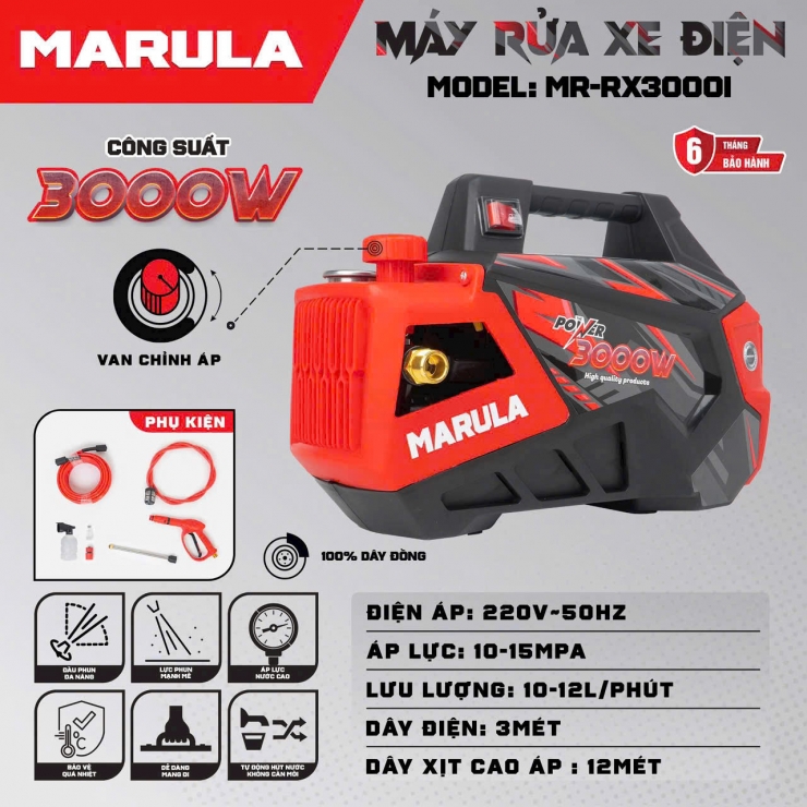 Máy rửa xe 3000W Marula MR-RX3000I chỉnh áp