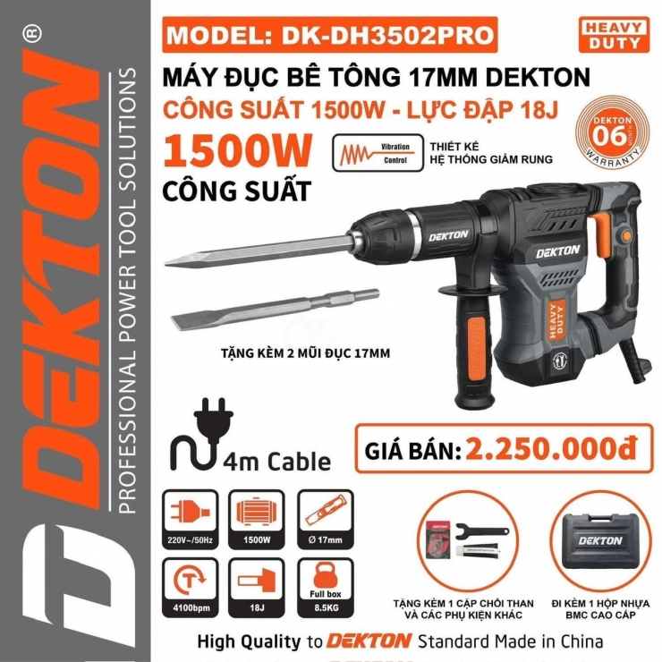 Máy đục bê tông 17mm Dekton DK-DH3502 hammer