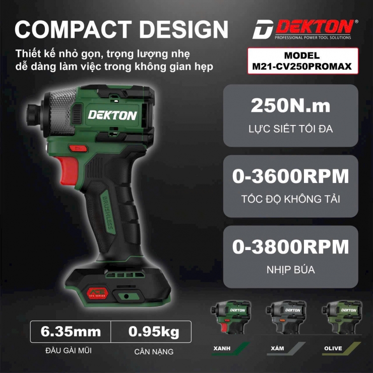 Thân máy bắn vít Pin 21V Dekton M21-CV250PROMAX Gen 4