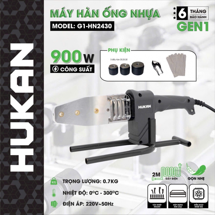Máy hàn ống nhựa 900W Hukan G1HN2430