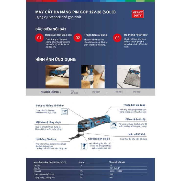 Máy cắt đa năng Pin 12V Bosch GOP 12V-28 Professional ( chưa Pin & Sạc )