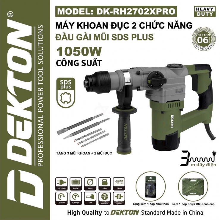 Máy đục 14mm Dekton DK-RH2702 hammer