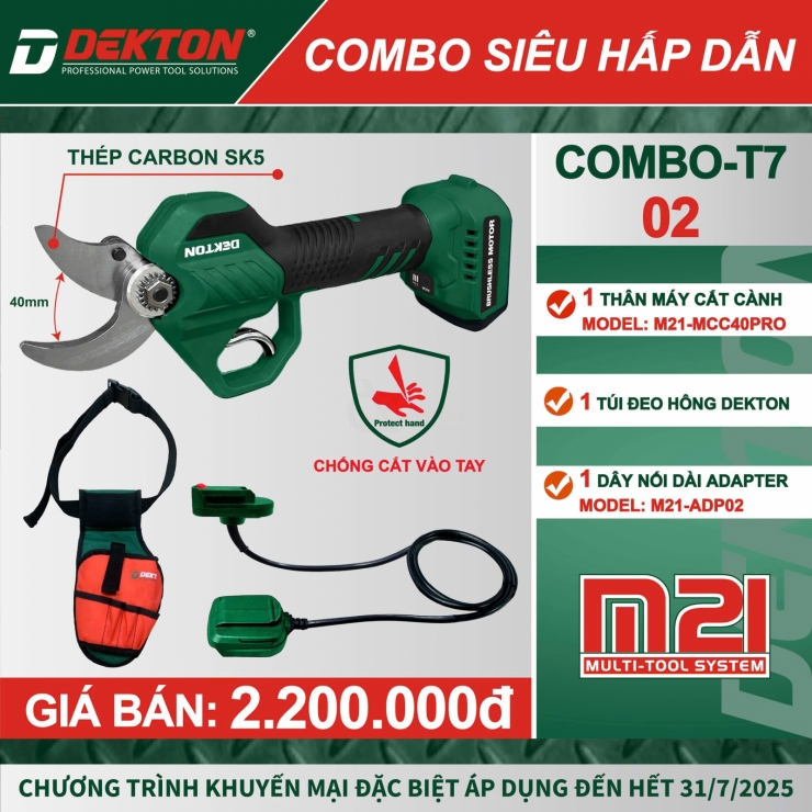 Kéo cắt cành 40mm Pin 21V Dekton  M21-MCC40PRO Brushless