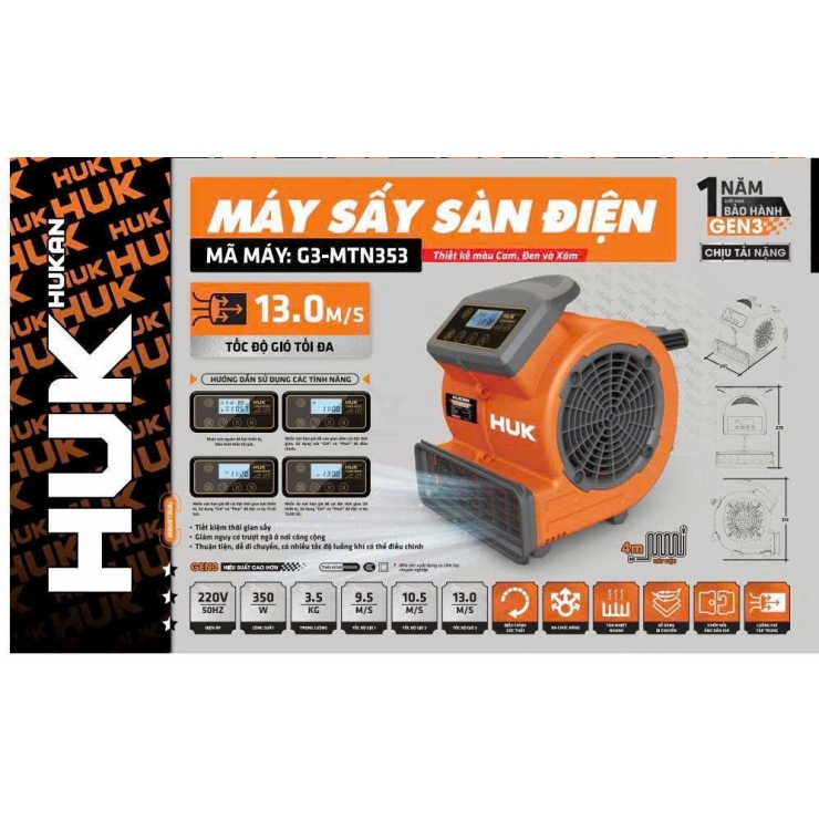 Máy thổi , sấy thảm công nghiệp Hukan G3-MTN353