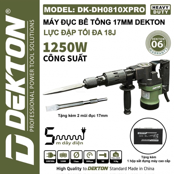Máy đục bê tông 17mm Dekton DK-DH0810XPRO 1250W