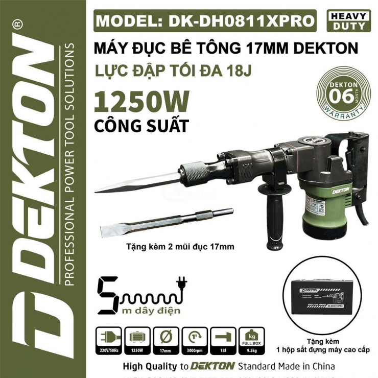 Máy đục bê tông 1250W Dekton DK-DH0811XPRO