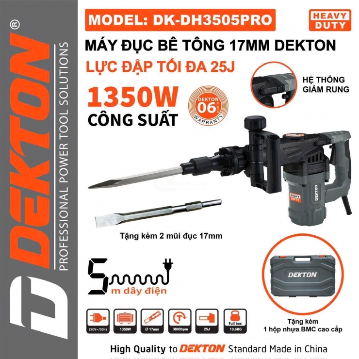 Máy đục bê tông 17mm Dekton DK-DH3505PRO hammer