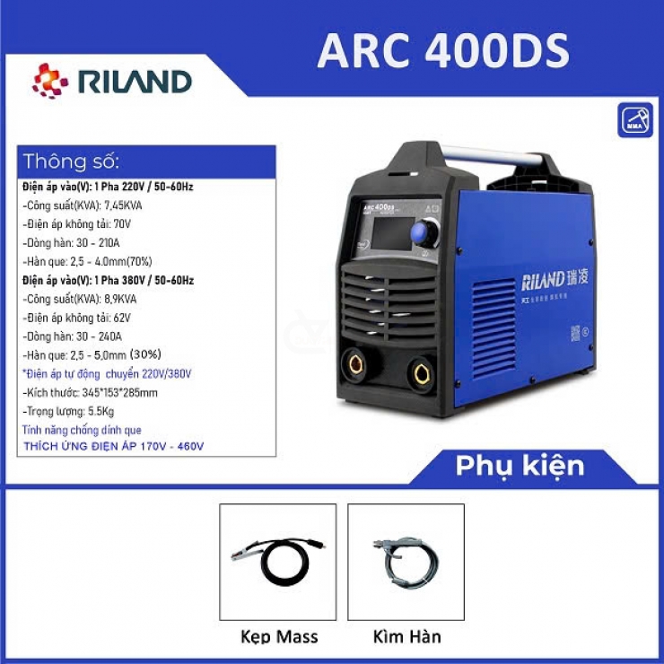 Máy hàn que công trình Riland ARC 400DS Inverter
