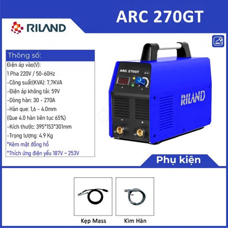 Máy hàn điện tử Riland ARC 270GT Inverter