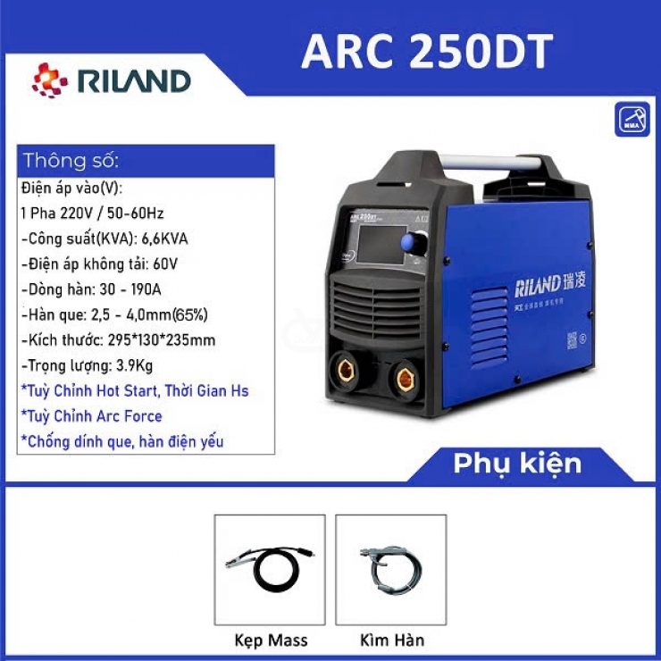 Máy hàn điện tử Riland ARC 250DT Inverter