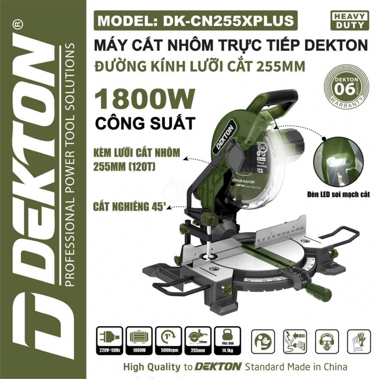 Máy cắt nhôm gỗ 255mm Dekton DK-CN255XPLUS kèm lưỡi 255mm