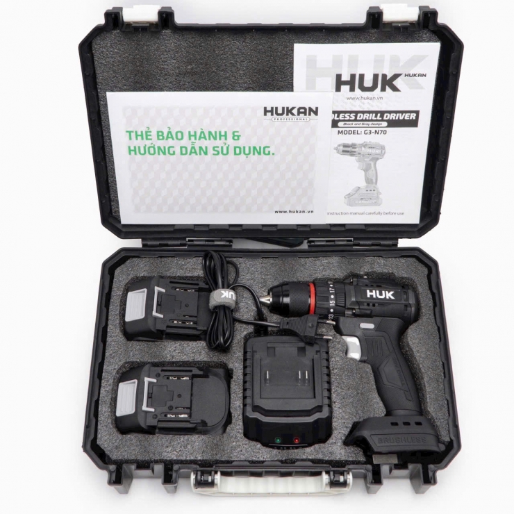 Combo máy khoan Pin 21V Hukan G3-N70 Brushless