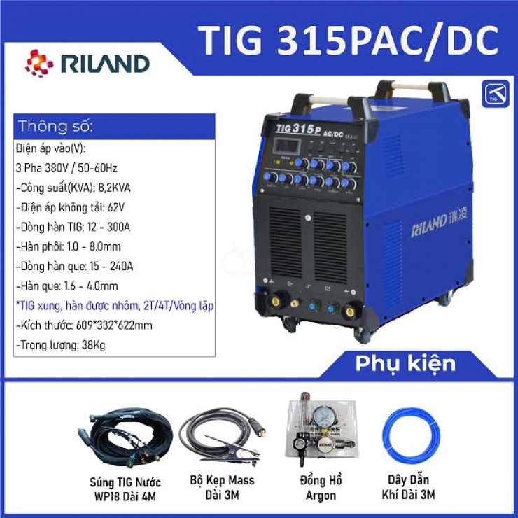 Máy hàn Tig xung Riland TIG 315PAC/DC Professional