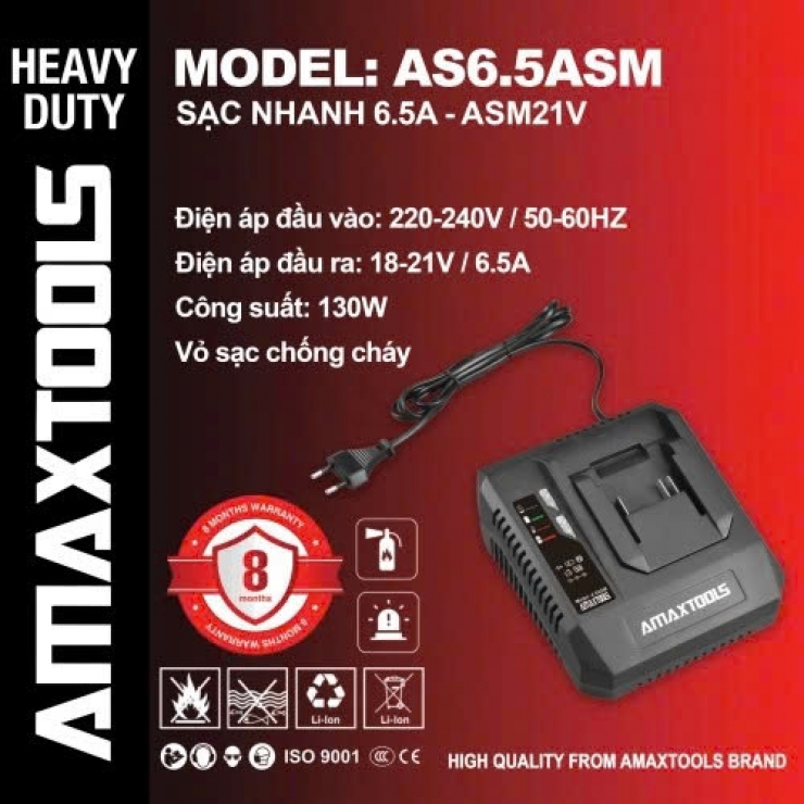 Sạc nhanh 6.5A Amaxtools AS6.5ASM ( chân Pin M21 thông dụng )