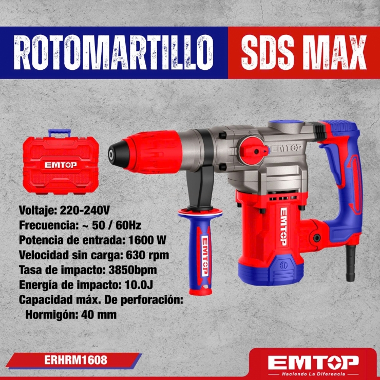 Máy khoan đục 14mm Emtop ERHRM1608 ( 2 chức năng )