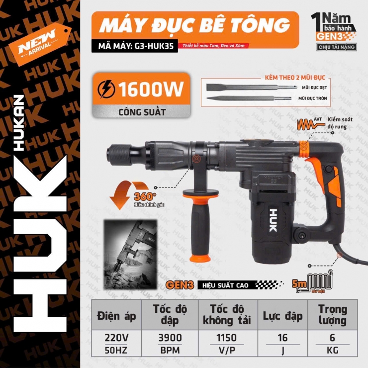 Máy đục 17mm Hukan G3-HUK35 hammer