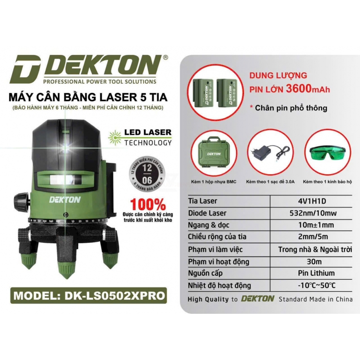 Máy cân mực 5 tia xanh Dekton DK-LS0501XPRO & DK-LS0502XPRO