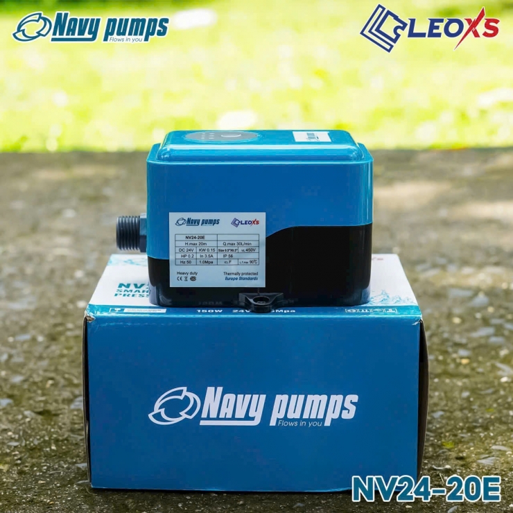 Máy bơm tăng áp mini 150W NAVY NV24-20E ( điện tử DC24V ) ( Màu trắng )