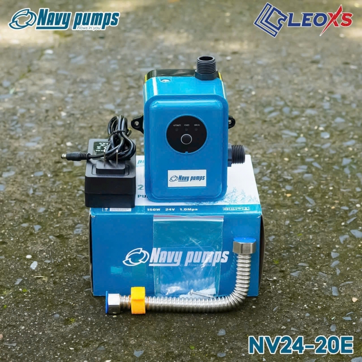 Máy bơm tăng áp mini 150W NAVY NV24-20E ( điện tử DC24V ) ( Màu trắng )