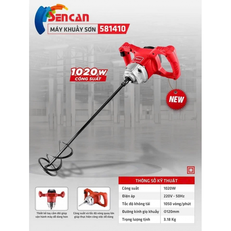 Máy khuấy sơn 1020W Sencan 581410 ( 2 tay cầm )