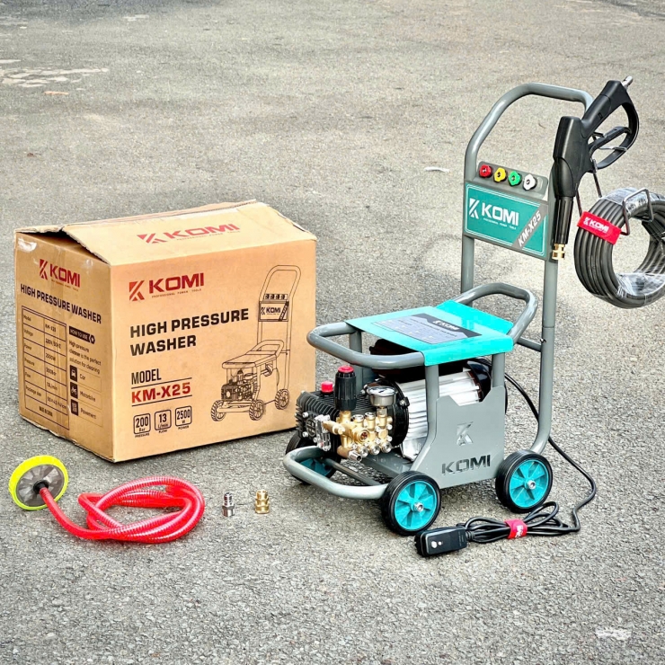 Máy rửa xe công nghiệp 2.5kW KOMI KM-X25 xe đẩy