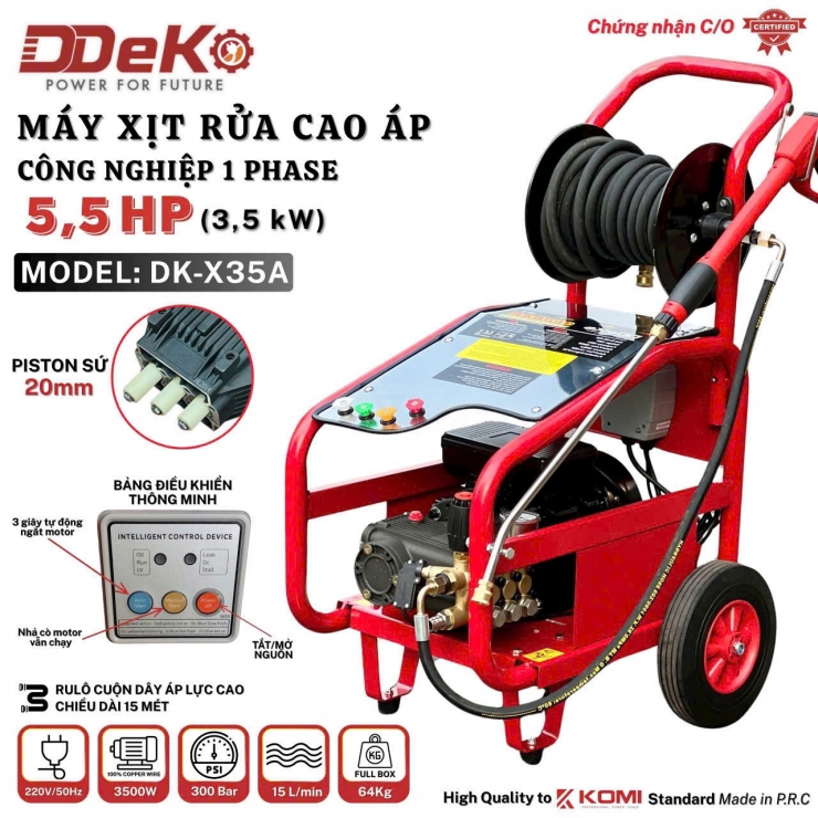 Máy xịt rửa công nghiệp 3.5Kw DDEKO DK-X35 ( 300Bar )