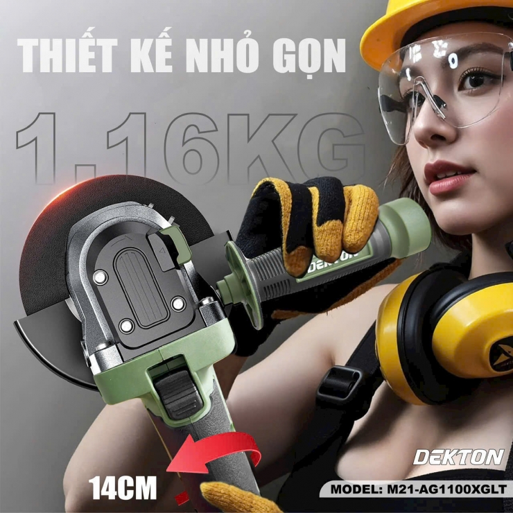 Máy mài góc không bánh răng Pin Dekton M21-AG1100XGLT ( chưa Pin và Sạc )