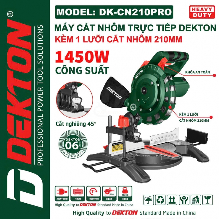Cắt nhôm gỗ mini 210mm Dekton DK-CN210PRO