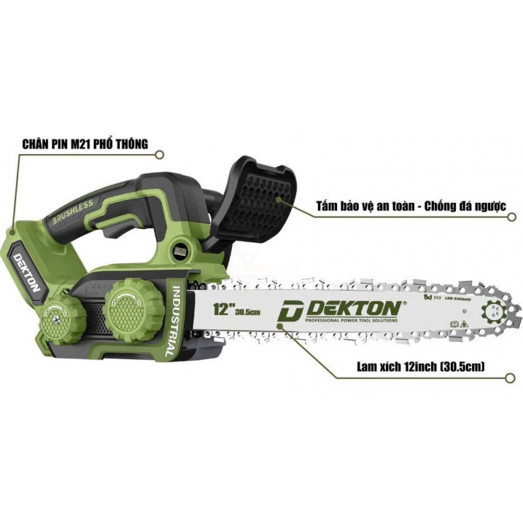 Cưa xích 12inch Pin 21V Dekton M21-CX12XPLUS ( chưa Pin & Sạc )