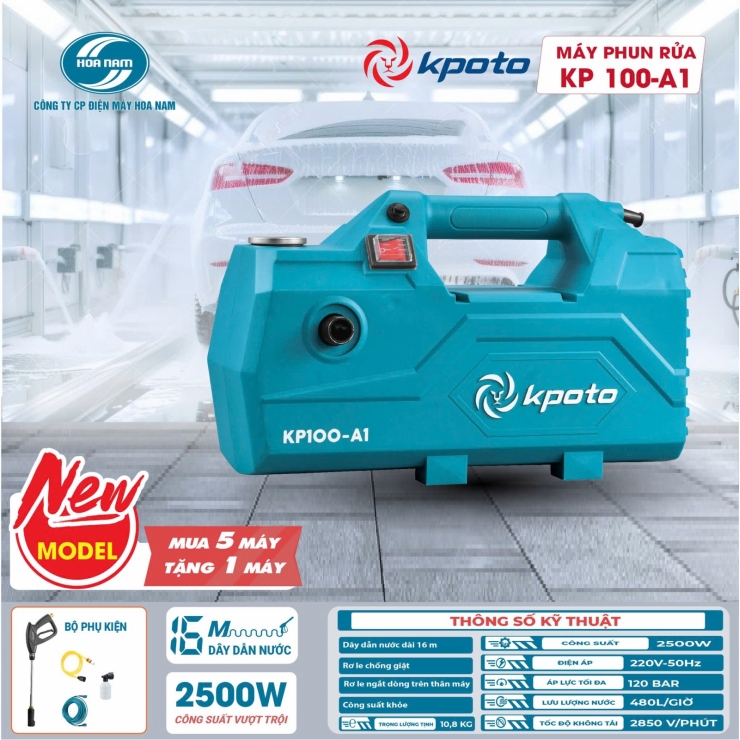 Máy rửa xe áp cao 2500W Kpoto KP100-A1
