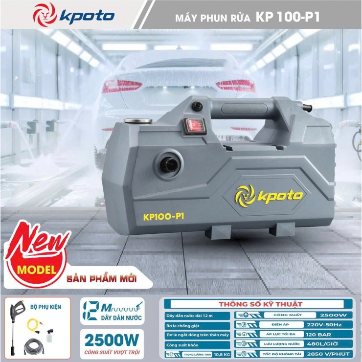 Máy rửa xe áp cao 2500W Kpoto KP100-A1