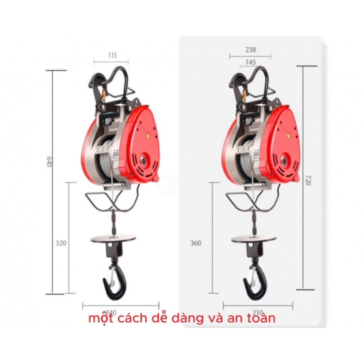 Tời treo không dây 230Kg King SK230 tốc nhanh 30m/p