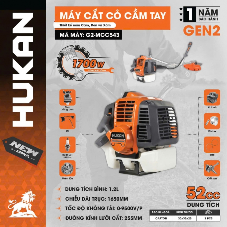 Máy cắt cỏ xăng Hukan G2-MCC543 ( 2 thì 52CC )