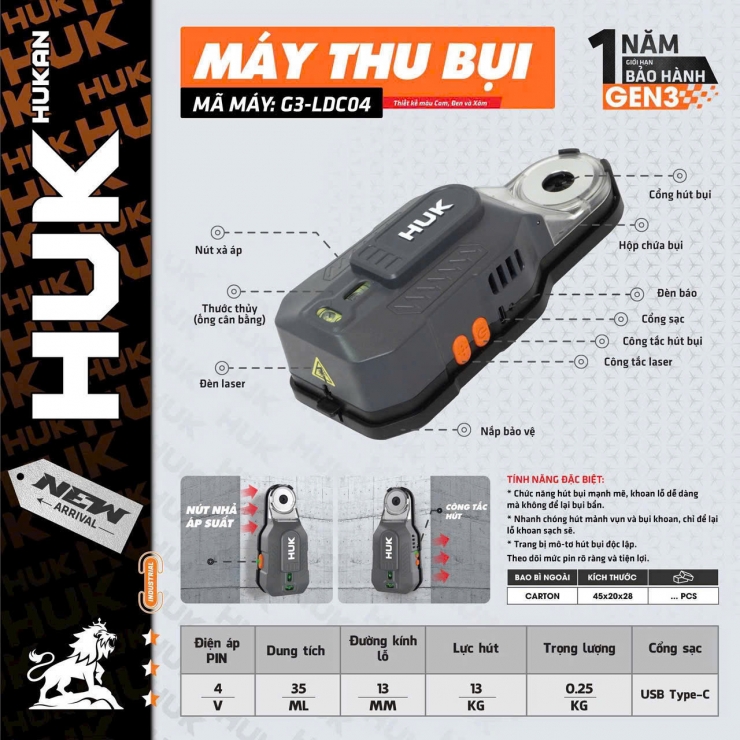 Hộp thu bụi máy khoan Hukan G3-LDC04